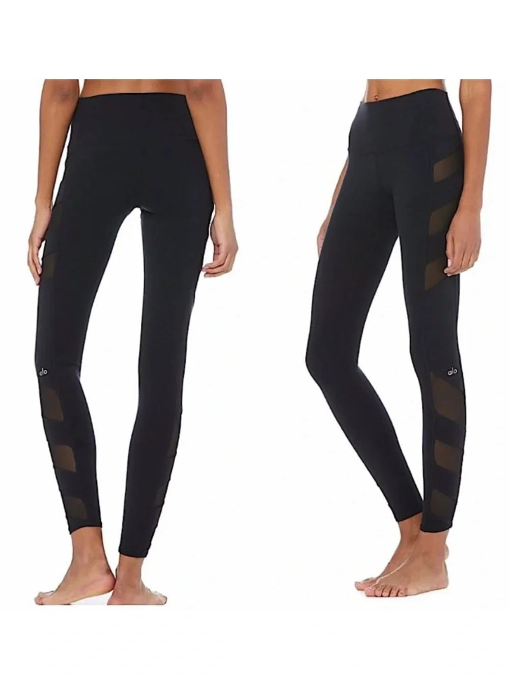 Alo Yoga Block High-Waist Mesh Leggings Black Size Large Athletic Workout